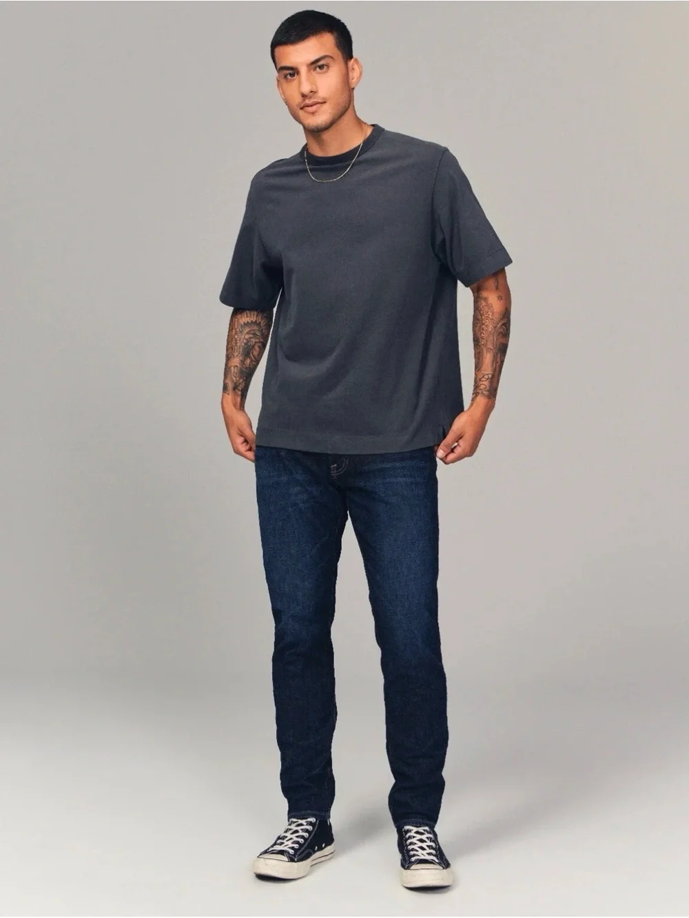 Abercrombie & Fitch Men’s Athletic Skinny Stretch Jeans, Dark Indigo Blue, 36x34